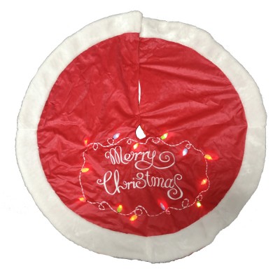 Lighted Christmas Tree Decorations 35 inch MERRY CHRISTMAS sign LED Tree Skirt With White Plush Fur Edge