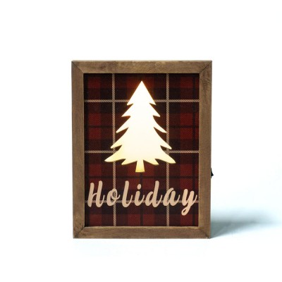 Decorative Wall Art Sign Plaque Box Sign Home solid wood frame Sign with Christmas Holiday