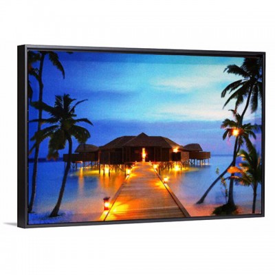 New Led canvas with MDF framed paintings tropic island of Male view picture art printing wall art for decorative canvas work